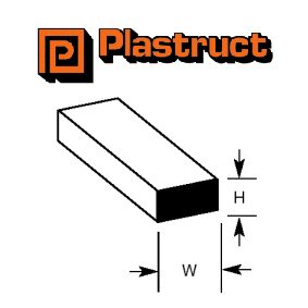 Plastruct 90769 Styrene Rectangle Strip 0.080"x 1/4"x 10" 10 