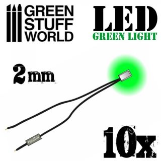 Led Green 2mm 10Pk